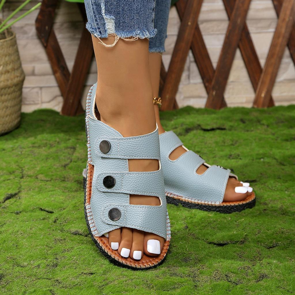Large Size Sandals Women's New Summer Soft-soled Two-wear Bag Heel Fish Mouth Beach Sandals