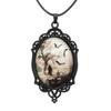 Fashion Gothic Style Necklace Vintage Bat Cemetery Glass Pendant Necklace Halloween Party Jewelry Clavicle Chain