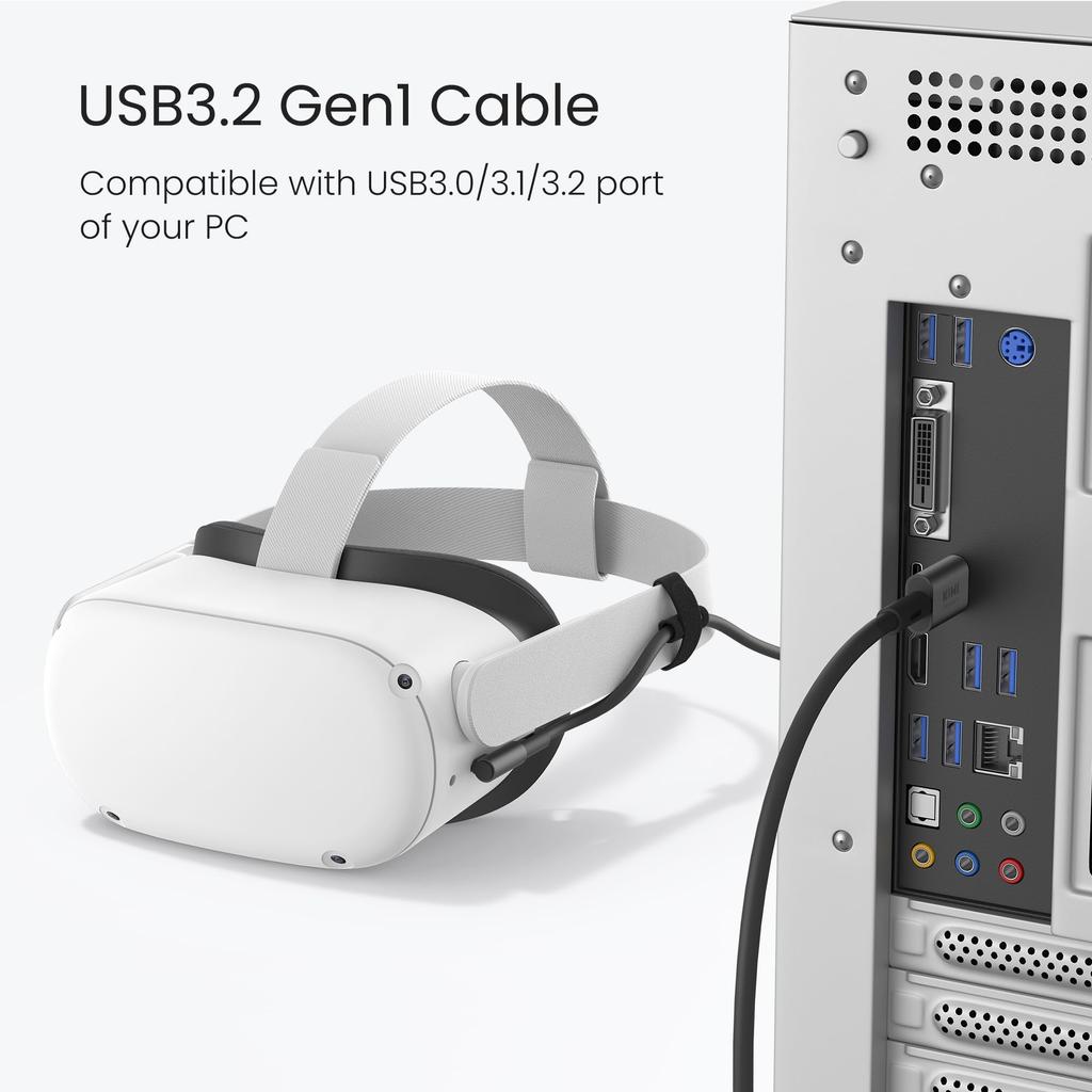 KIWI Design 3Meter Link Cable Accessories Compatible with Quest 4 Supports 5 Gbps Super Speed with USB Link Cable Oculus/Meta Quest3S/3 2/Pro/Pico 3.0