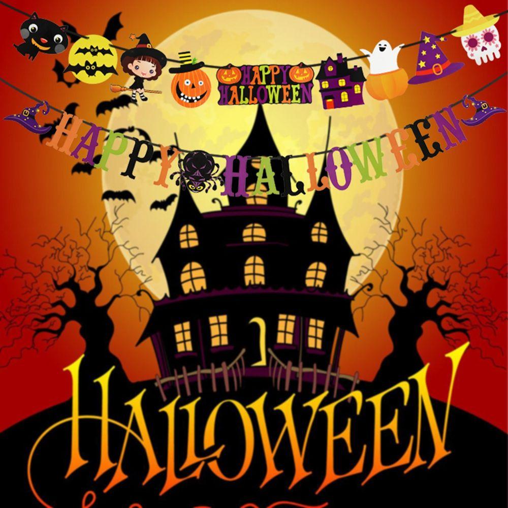 House Halloween Festival Ornaments Halloween Decor Hanging Garland Paper Chain Halloween Banner