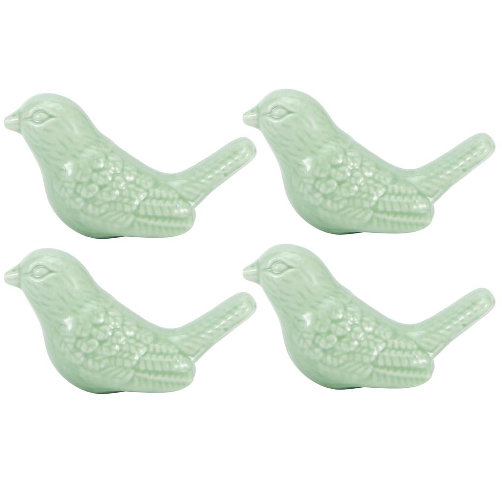 4 комплекта керамических ручек в форме птицы, сделай сам, дверные ручки для ящиков шкафов, мебельные аксессуары, зеленый