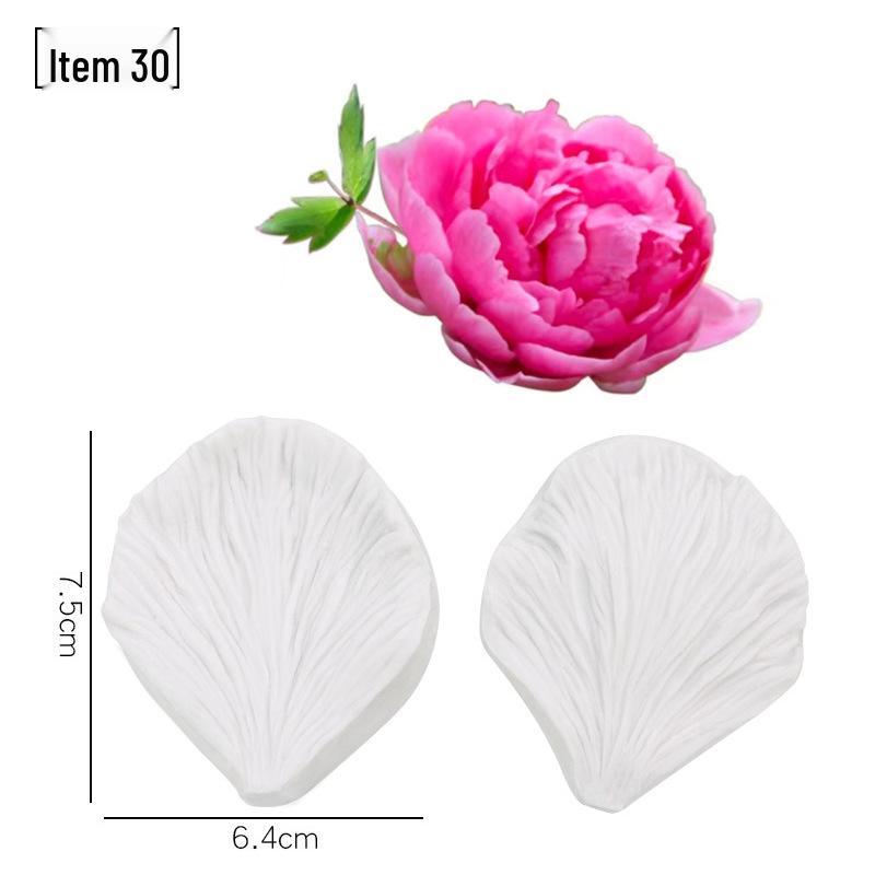 Силиконовая форма для мастики - Набор лепестков и листьев, пищевая, для тиснения на дереве и цветах.