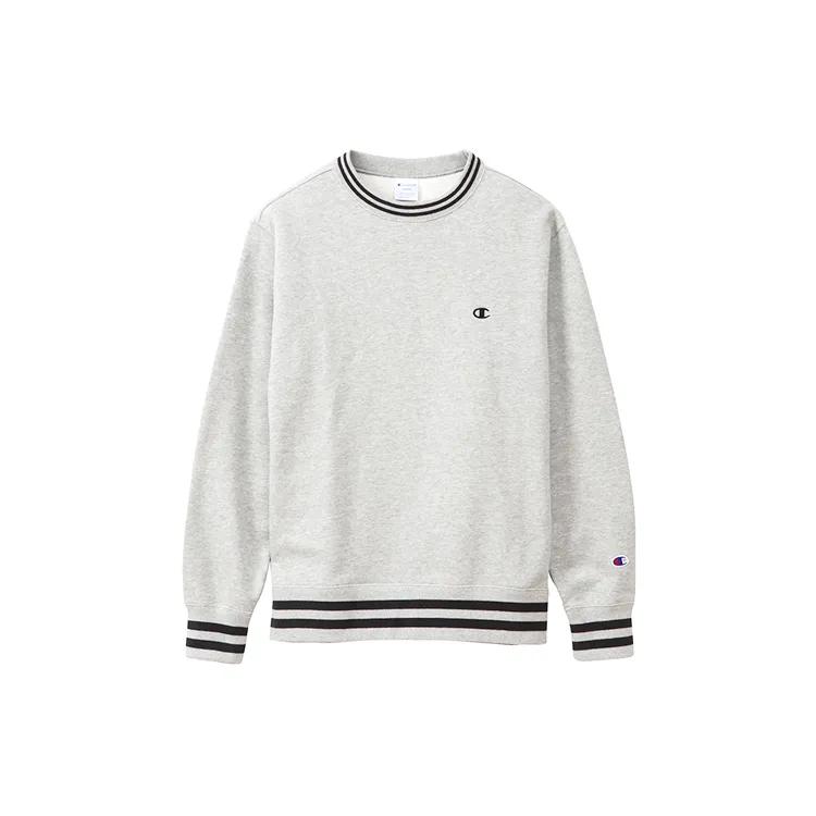 Champion Sweatshirts Unisex Gray Crew Neck Moderate Regular (Unisex) Sweatshirts C3 Q004 C070