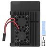 For Raspberry Pi 4B Shell Black Aluminum Alloy Case 85x56.5x20mm with Thermal Tape Dual Fans