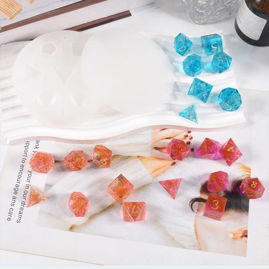 Большие формы из смолы для кубиков DND для изготовления кубиков своими руками, 7 полостей, многогранная силиконовая форма со стереоскопическим дизайном, формы из эпоксидной смолы для настольной настольной игры