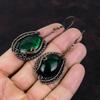 Серьги из зеленого огненного лабрадорита, серьги из медной проволоки, ювелирные изделия ручной работы, серьги из натурального драгоценного камня, медные ювелирные изделия, изящные серьги для подарка