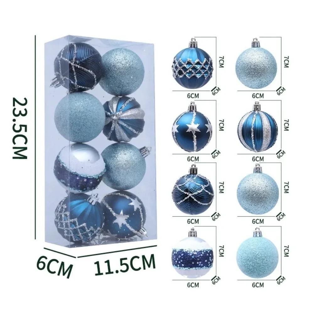 8pcs New 6cm Christmas Ball Pendant Plastics DIY Xmas Tree Charm Electroplated Christmas Supplies Party Decoration