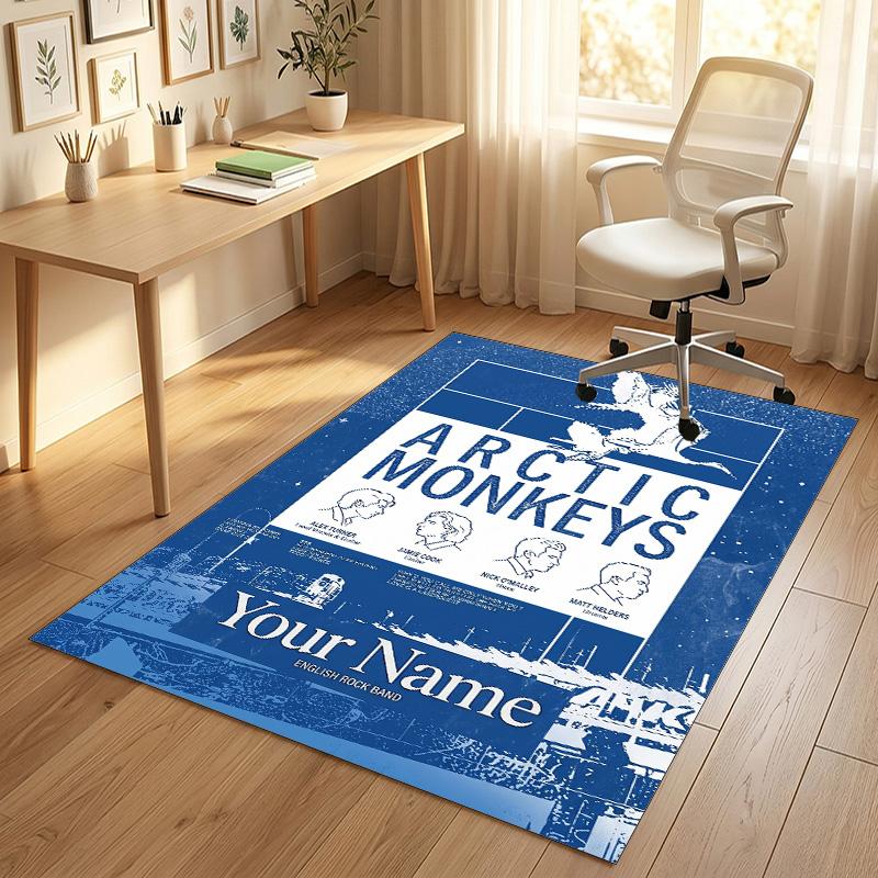 Personalized Crystal Velvet Carpet,Arctic Monkeys Custom Printed Name, Plush Area Rug For Home Indoor Decor