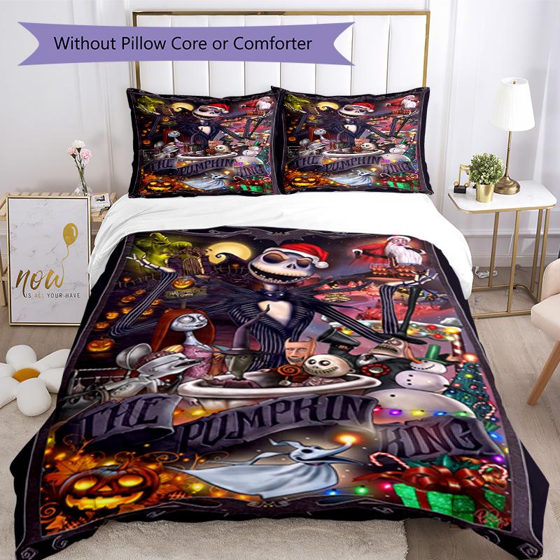 Christmas Nightmare Bedding Set Breathable Duvet Cover with Pillowcases Decorative Bed Linen for Bedroom Home Decoration Birthday Gift