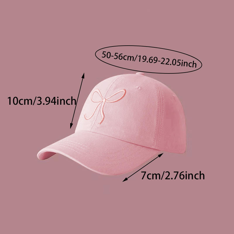 Sweet Bowknot Embroidery Baseball Hat For Women Solid Color Korean Girl Peaked Cap Outdoor Soft Cotton Snapback Sun Visors Hat