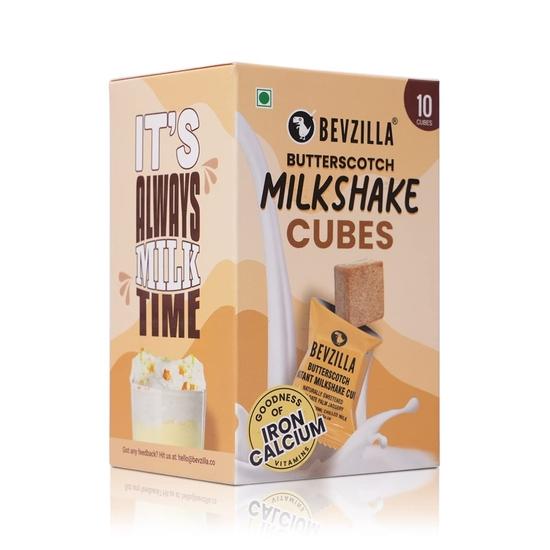 Bevzilla Butterscotch Instant Milkshake 10 Cubes Pack with Organic Date Palm Jaggery, Zero Refined Sugar, No Preservatives, Drop Stir & Enjoy