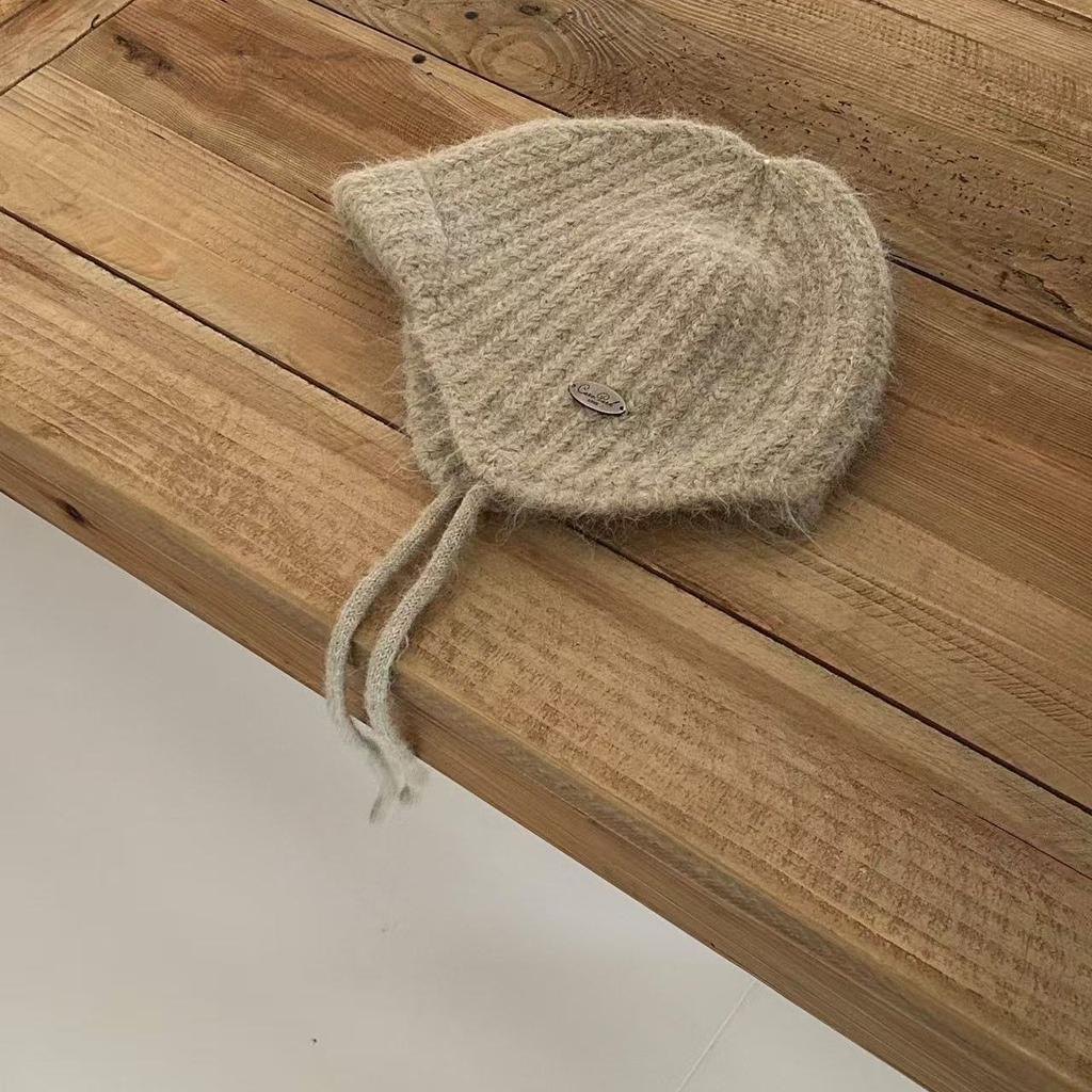 Новая модная вязаная шапка в зарубежном стиле однотонного цвета «Красная Шапочка», универсальная, теплая, с защитой ушей, устойчивая к холоду, шерстяная шапка для женщин