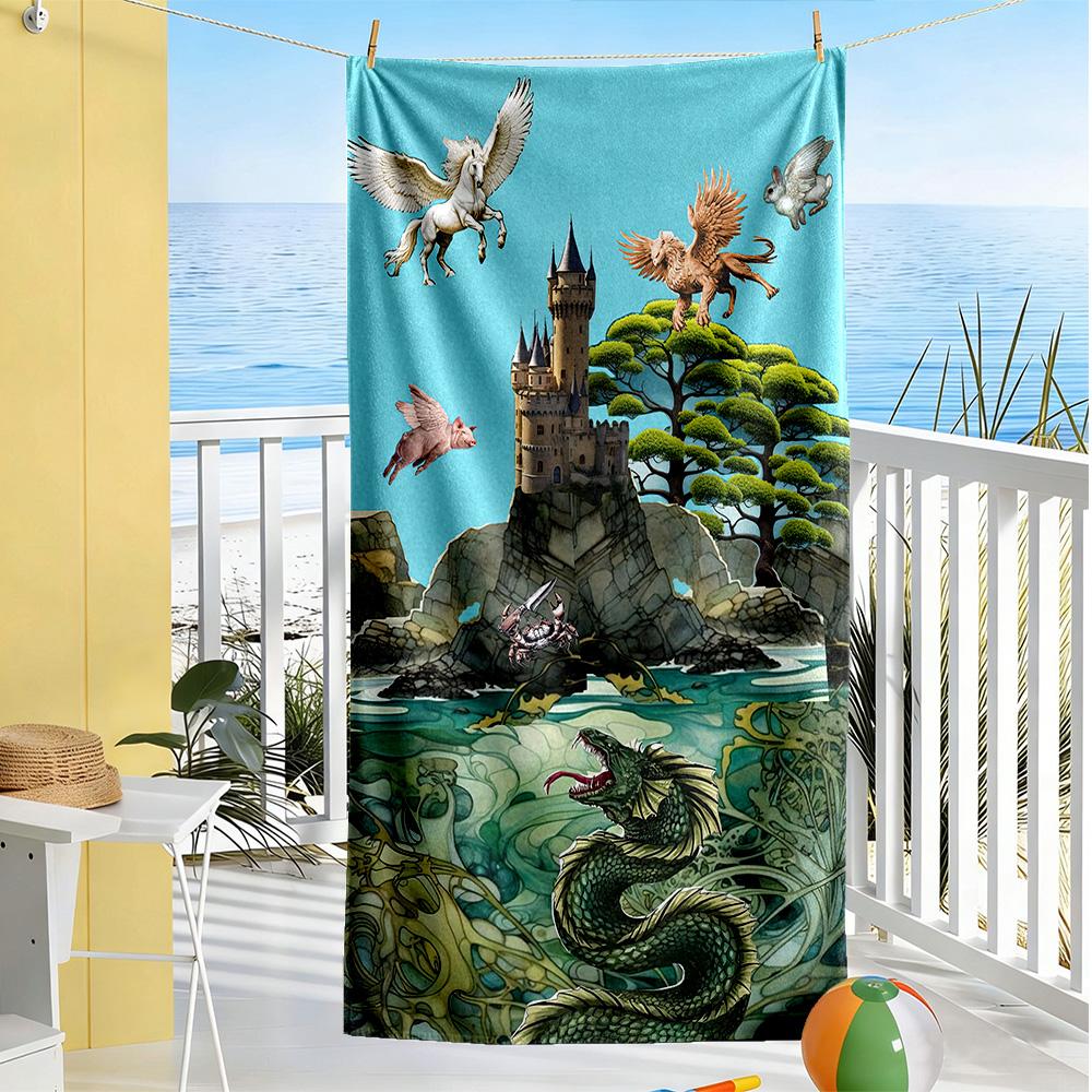 Gothic Style Beach Towel Super Soft & Absorbent Comfortable Lightweight Suitable for Sports, Travel, Swimming, Yoga, Bathroom, Beach, And Pool