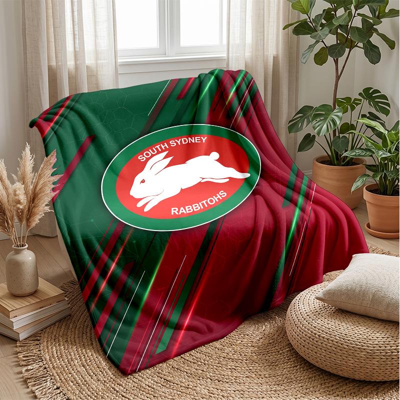 South Sydney Rabbitohs Flannel Fleece Blanket Cozy Warm Throw Blanket For Couch Bed Travel All Season Use