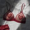 Womens Sexy Lace Bralette Thin Triangle Cup No Underwire Push Up Red Lingerie