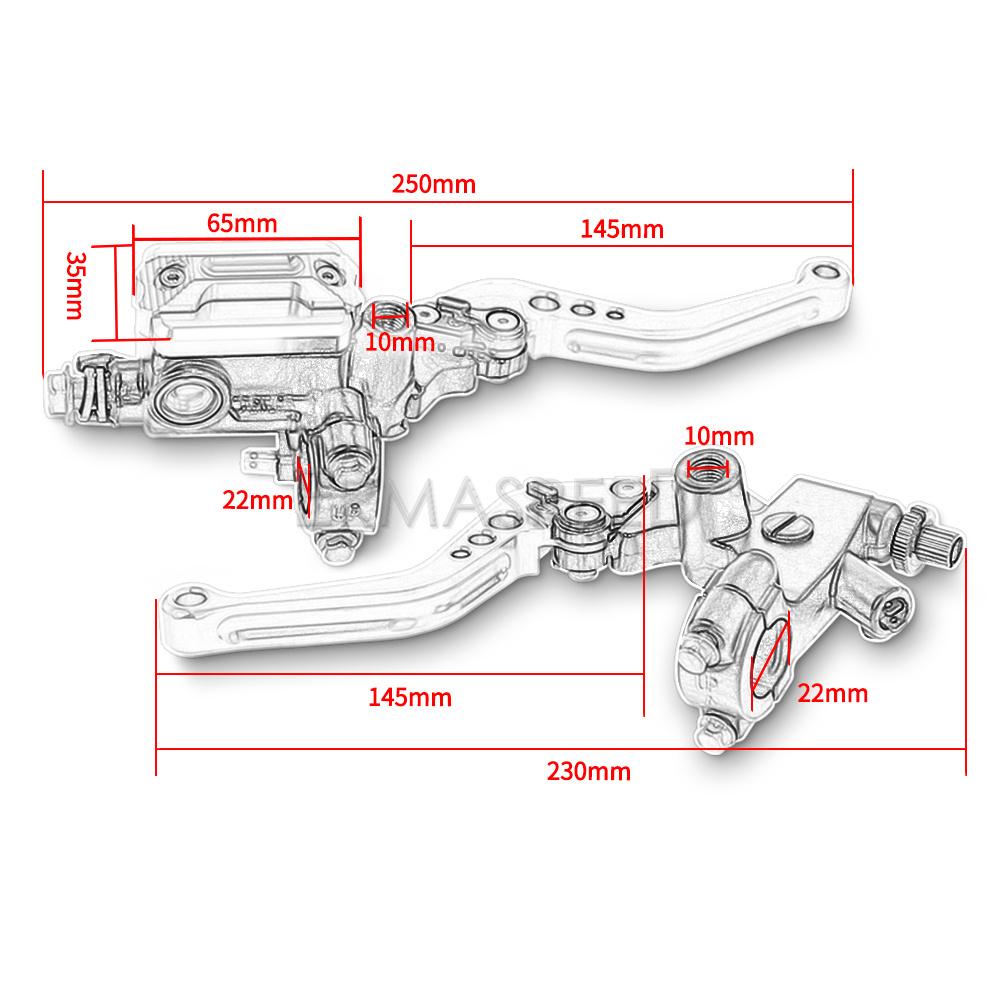Универсальный комплект рычагов тормозной муфты мотоцикла 7/8 дюйма 22 мм с рычагами резервуара главного цилиндра, комплект мотоциклов с ЧПУ