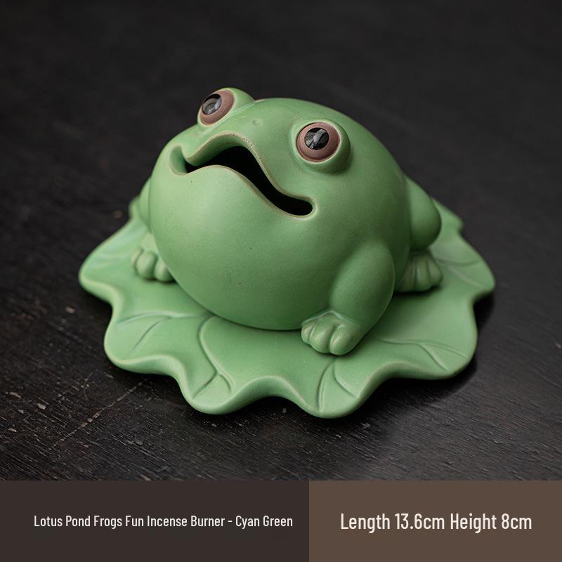 Ding Gua Gua Ceramic Frog Incense Burner - Zen Style Aroma Diffuser Ornament for Home