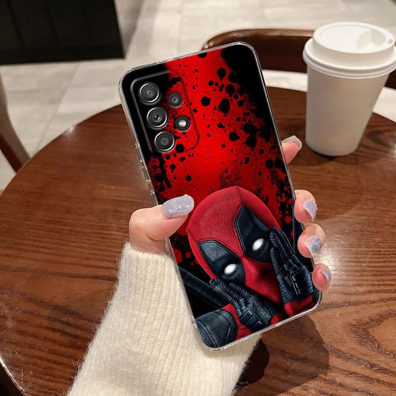 Marvel Дэдпул Смешной Прозрачный Чехол Для Samsung Galaxy A57 A37 A56 A36 A55 A54 A35 A26 A07 A17 A16 A06 A36 A15 Мягкий Чехол Дэдпула
