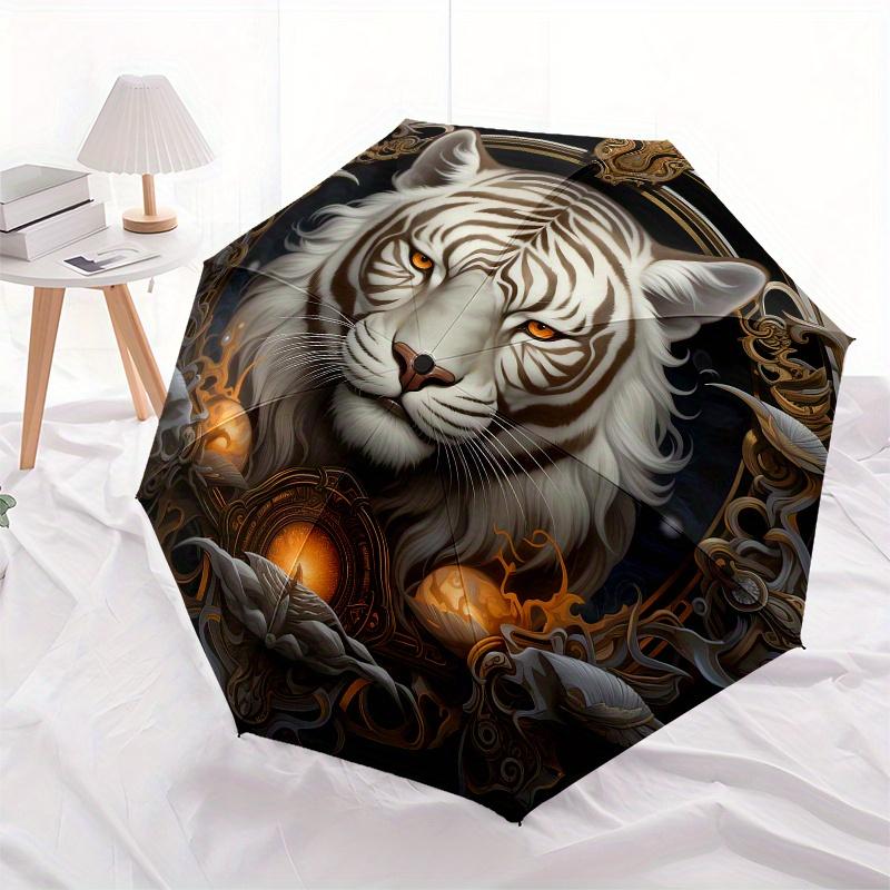 Elegant White Tiger Art Print - Luxury HomeDecor PosterUmbrella, Portable 3-Fold Compact Umbrella for Men & Women Gift
