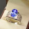 Tanzanite Oval Cut Gemstone With 925 Sterling Silver Ring For Men's #B665 JL375688145063