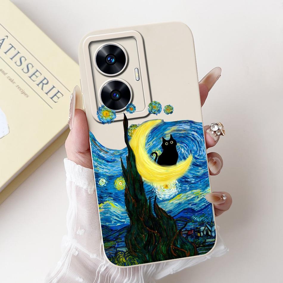 Для Realme C55 Элегантный Чехол из Мягкого Силикона с Печатью Для RealmeC55 Narzo N55 4G RMX3710 Защита Камеры Ударопрочные Чехлы для Телефона