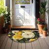 1Pcs Yellow White Rose Semi Circle Welcome Doormat Non-Slip for Outdoor Patio Porch Kitchen Bathroom Entryway Floor Mat