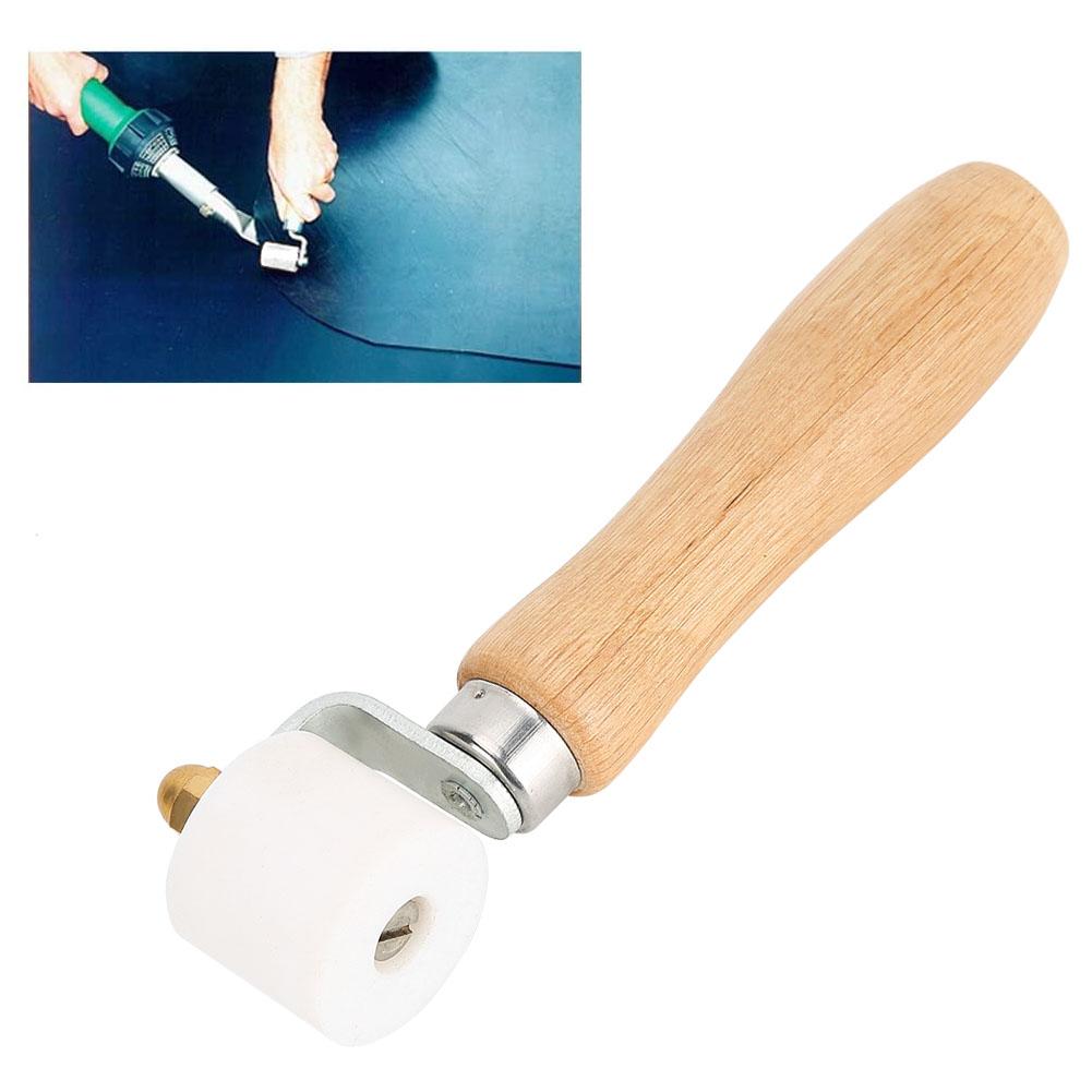 28mm 1.1in PTFE Hand Pressure Roller 2‑Way Bearing Wooden Handle Heat‑Resistant Welding