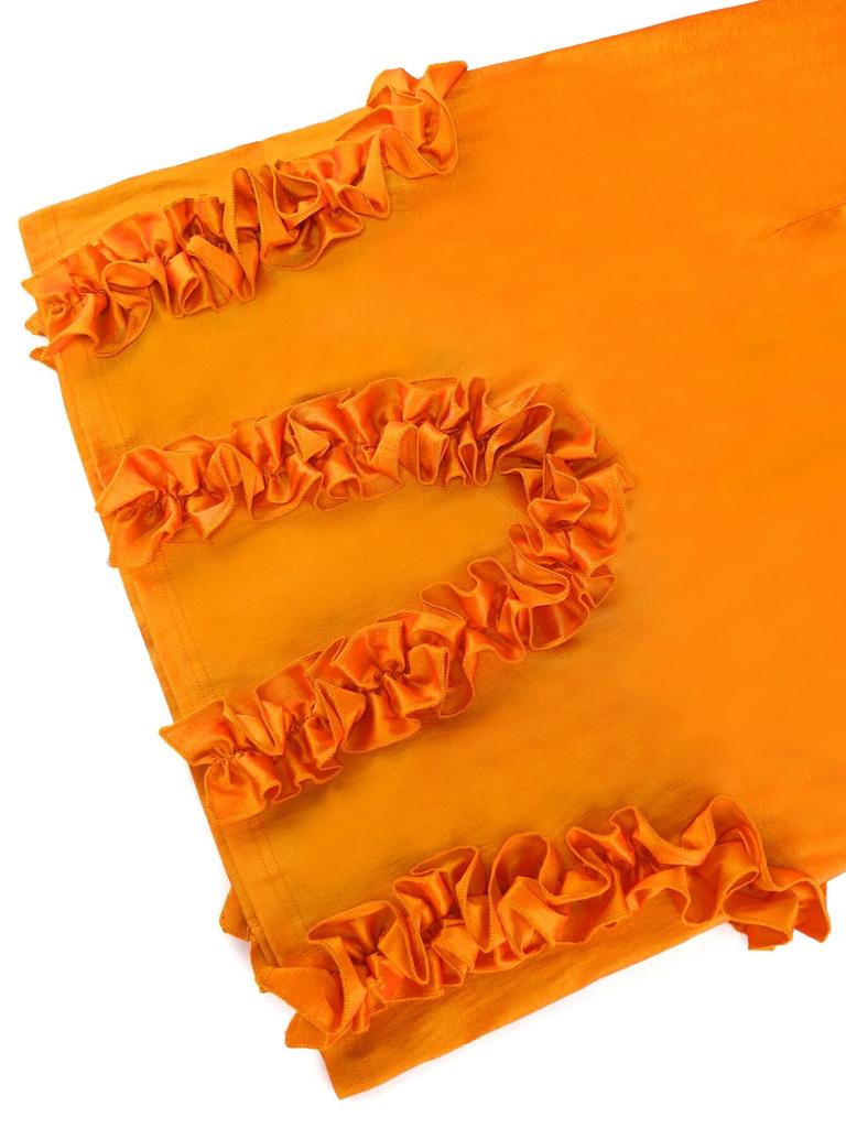 AOMEI Оранжевые юбки с оборками для женщин, элегантные лоскутные юбки-карандаш с высокой талией, эластичные мини-вечерние вечерние знаменитости, большие размеры, новинка, хит продаж