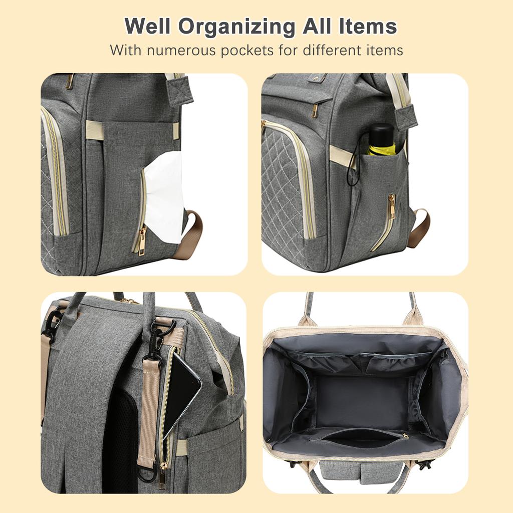 Портативная сумка для подгузников, рюкзак большой вместимости, водонепроницаемая дорожная сумка для кормления ребенка, сумка для мамы с USB-портом для зарядки, ремни для коляски, термокарманы