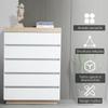 Chest of 5 Drawers Minimal in Wood, 80x40x109 cm, White and Oak Color