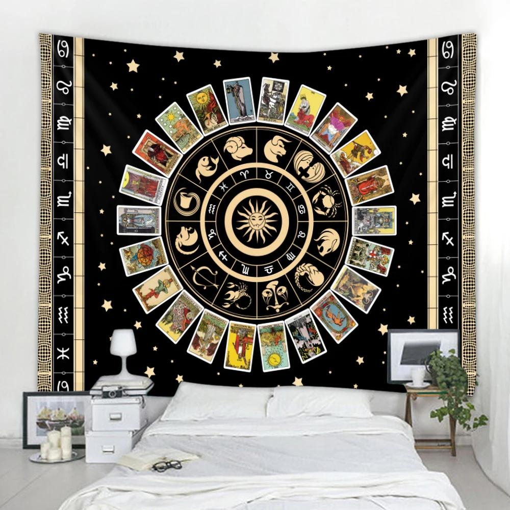 Viking Mysterious Symbols Tarot Home Tapestry Psychedelic Scene Wall Hanging Room Yoga Mat Sheets