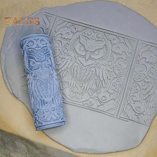 Сова Глиняная Текстура Валик Полимерная Глина Моделирование Шаблон Валик Гончары Сделай Сам Керамическая Плита Глиняная Плитка Текстурированная Скалки Гончарные Инструменты