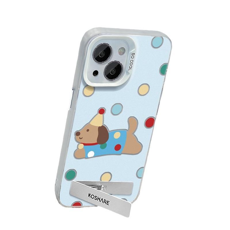 Подходит для чехла для мобильного телефона Xiaomi 14pro Opporeno12 Милый щенок в горошек Подставка Vivos19 Цвет Серебристый Матовый