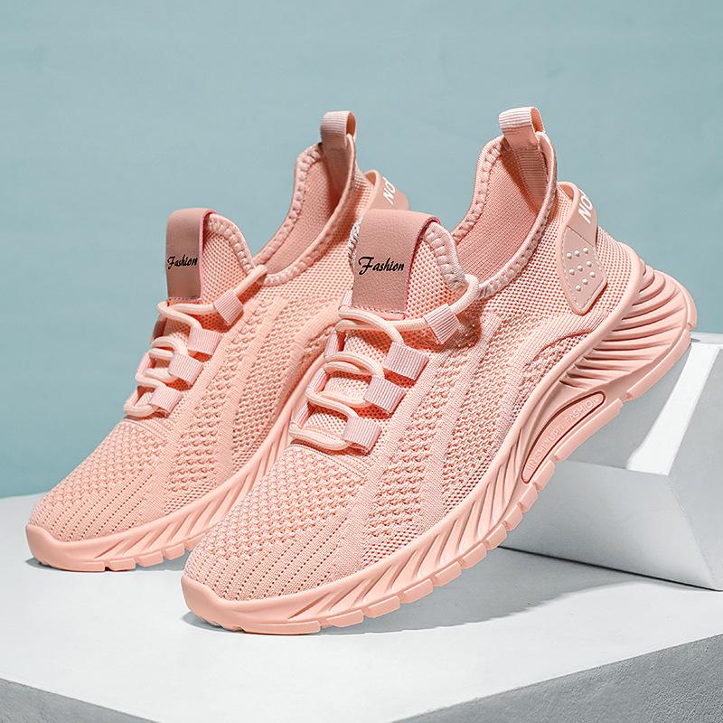 Женские модные легкие кроссовки Flyknit - Дышащие, повседневные, доступны большие размеры