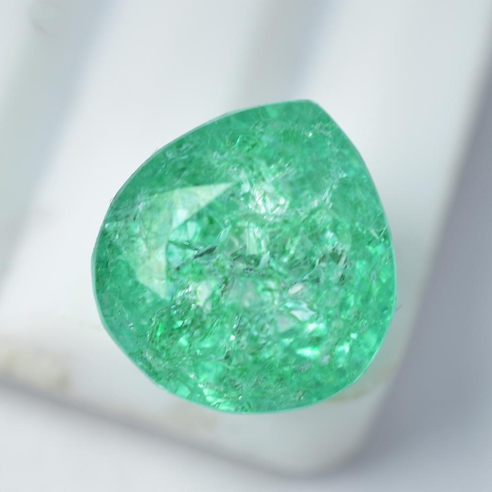 Natural Green Emerald Loose Gemstone Colombian Pear Cut 10.65 ct for Jewelry Making and Crafts