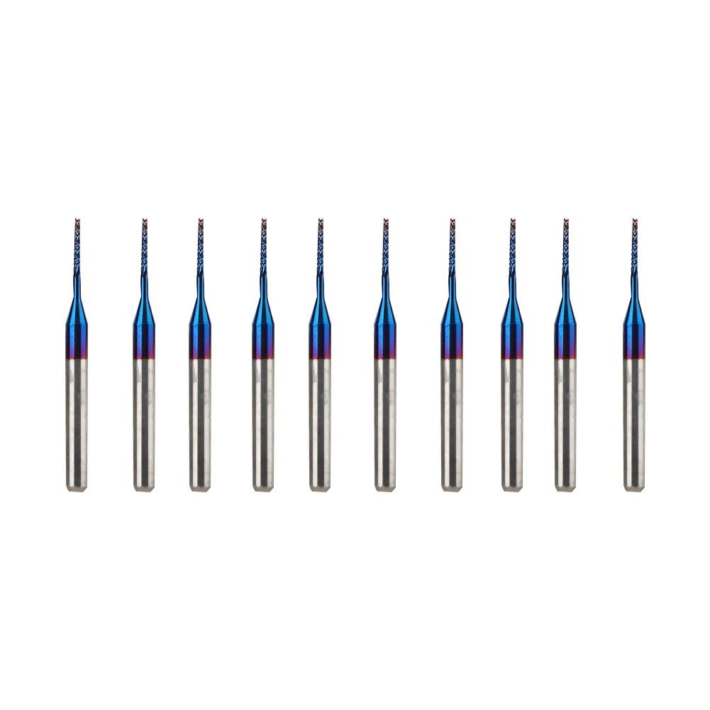 10 шт. твердосплавных фрезерных резцов Blue Corn End Mill Engraving Bit для станков с ЧПУ PCB (1.0mm)