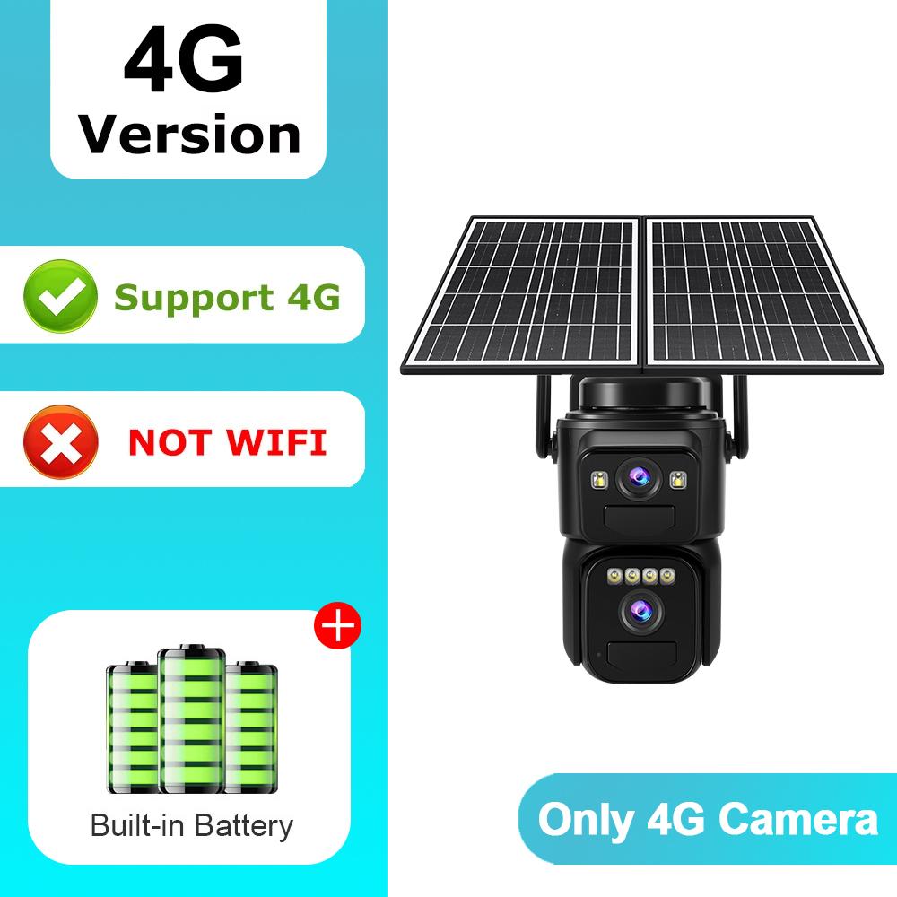 OKAM PRO Security Solar Camera Dual Lens HD 10MP 4G SIM Camera PIR Motion Detection Two-way Intercom Night Vision Outdoor Camera