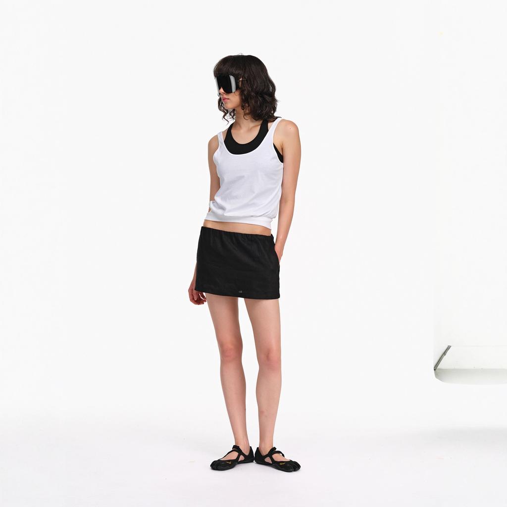 Ladies Summer Linen Mini Skort, American Hot Girl Loose Slim Anti-Chafing Short Skirt, Lightweight Casual Skort for Beach Holiday Daily Street Wear
