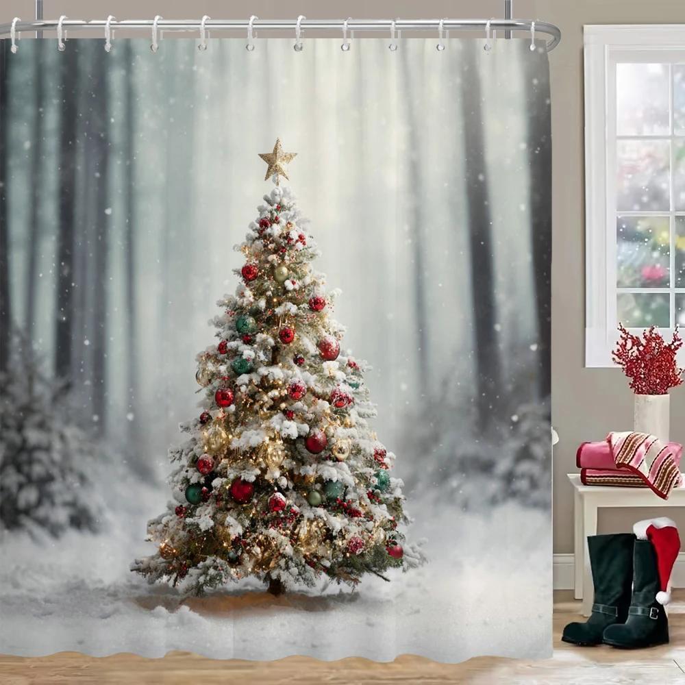GAEMerry Christmas Занавеска для душа Рождественский колокольчик, снежинка Ванная комната Занавеска с крючками дом для украшения на Рождество Curt