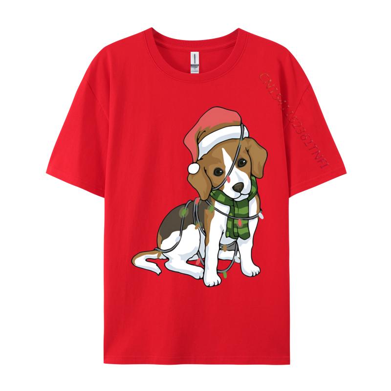 Beagle Christmas Tree Decoration Funny Tshirt Unisex T Shirts Gifts Print Tshirts Casual Plus Size Tops Tee