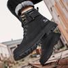 Men's High Top Boots Four Season Outdoor Work Shoes Anti Slip and Comfortable Yellow Boots Fashion British Casual Leather Boots