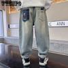 Джинсы для мальчиков на весну и осень Детские корейские повседневные свободные брюки Тренд