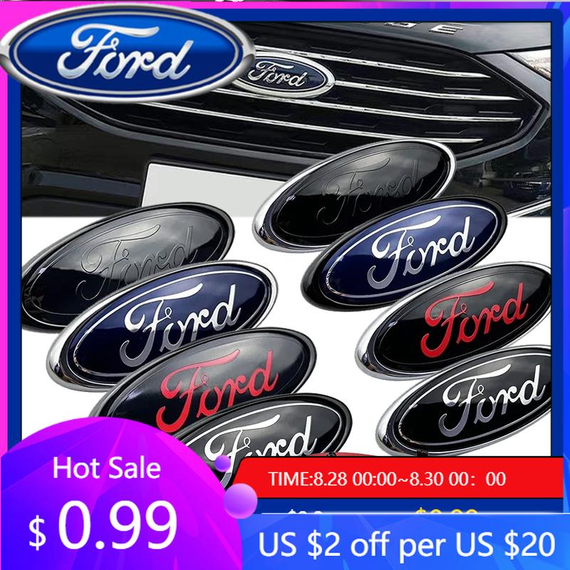 New 2026 Car Sticker 14.6x5.7cm Emblem Car Front Cover Grille Badge for Ford Kuga Focus Ranger Mustang Mondeo Fiesta Explorer Tr