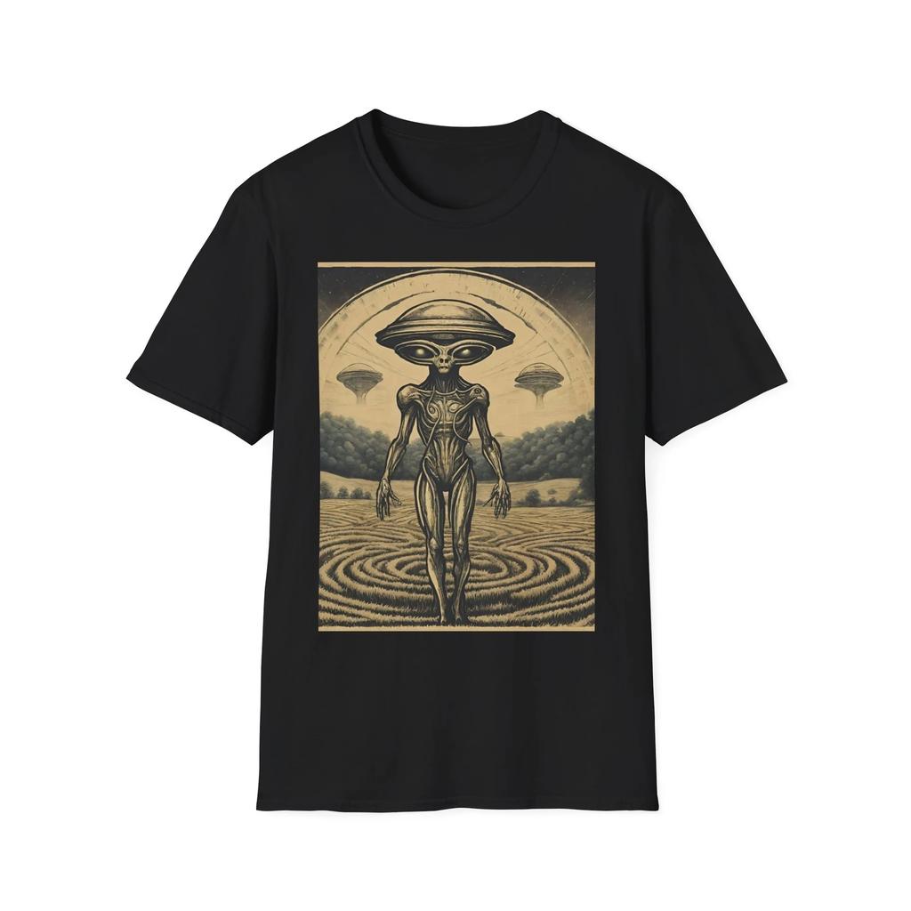 Alien Crop Circle Tshirt Unique Gift Unisex Softstyle Tshirt