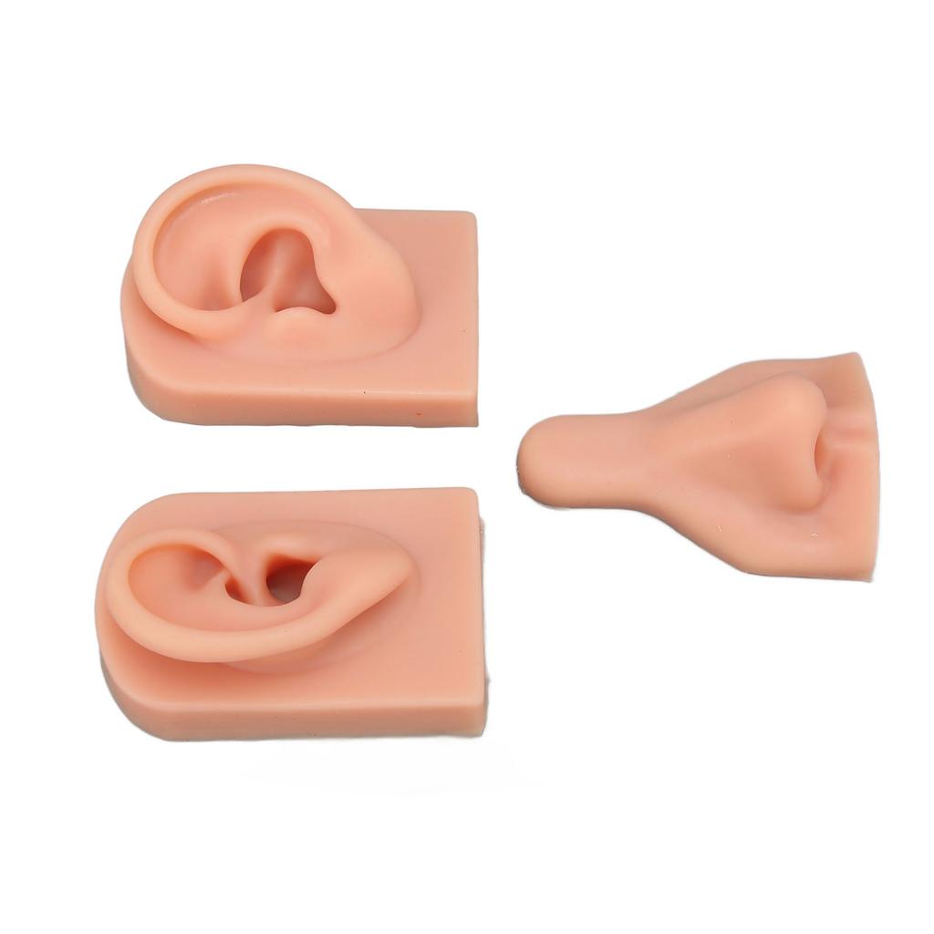 Silicone Piercing Practice Model Simulation Soft Flexible Nose Ears Model for Display Teaching Light Skin Color