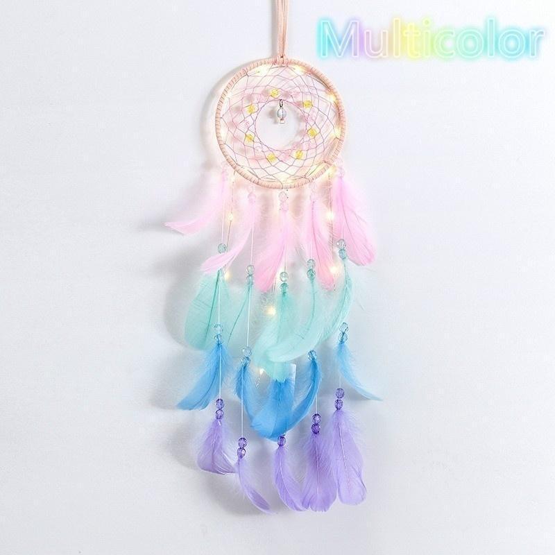 Модное светодиодное ремесленное освещение Ловец снов Перо Ловец снов Девушка Комната Колокольчик Спальня Романтическое подвесное украшение Орнамент Волк Ловец снов ZPG