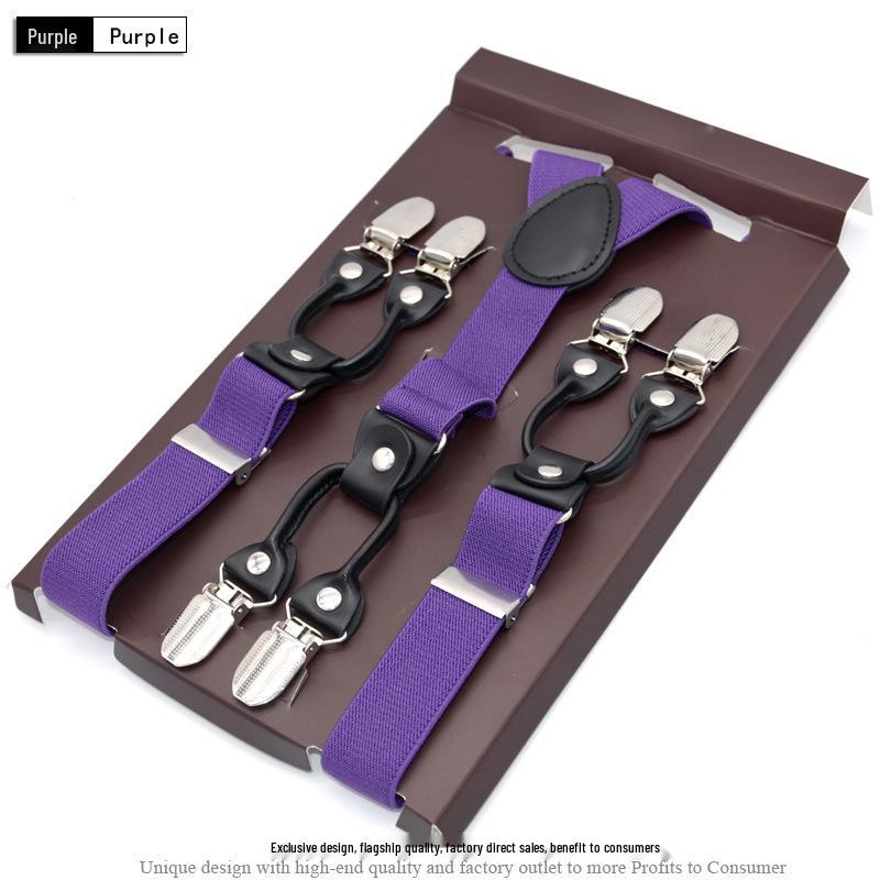 Unisex 2.5cm Six-Clip Elastic Business Suspenders
