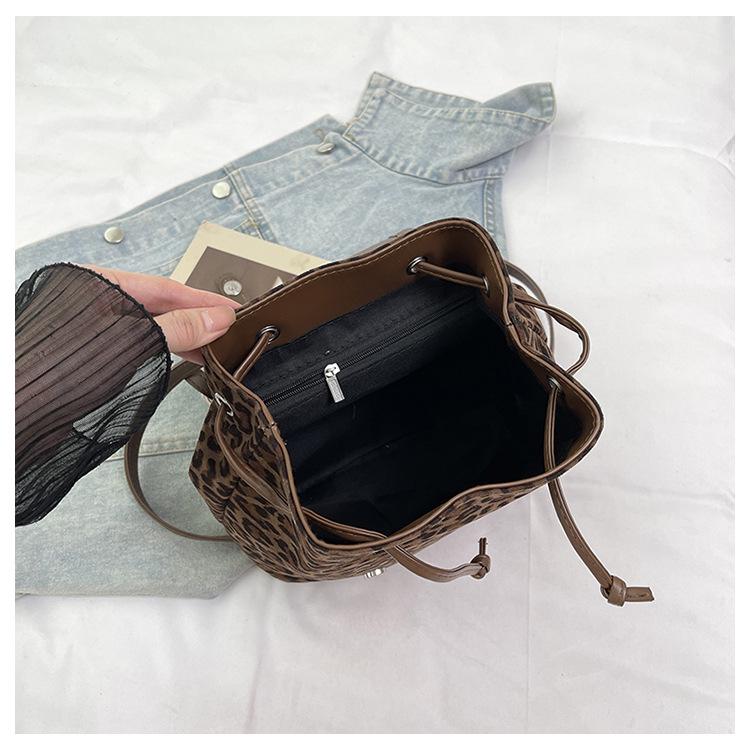 Korean Leopard Print Frosted Large Capacity Backpack - 2025 Trendy Women's Shoulder & Bucket Bag