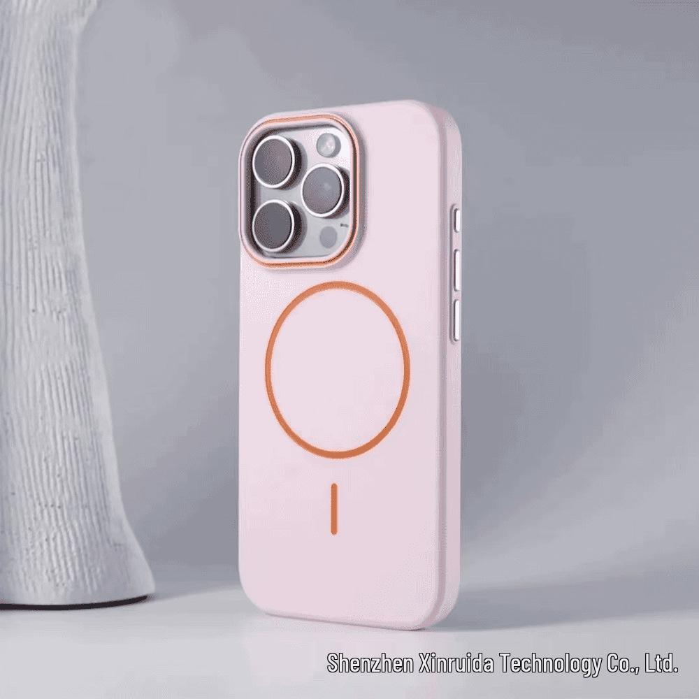 Магнитный матовый защитный чехол с эффектом кожи для iPhone 16 Pro Max, iPhone 15 и iPhone 14 - Защита от падений, дизайн с цветовой блокировкой.