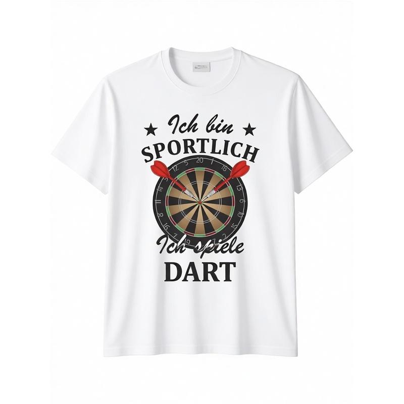 Men'S & Women'S for Dart T-Shirt with German Text "Ich Bin Sportlich" & for Darts Graphic | Casual Sportswear for Darts Players, All-Season Comfort,